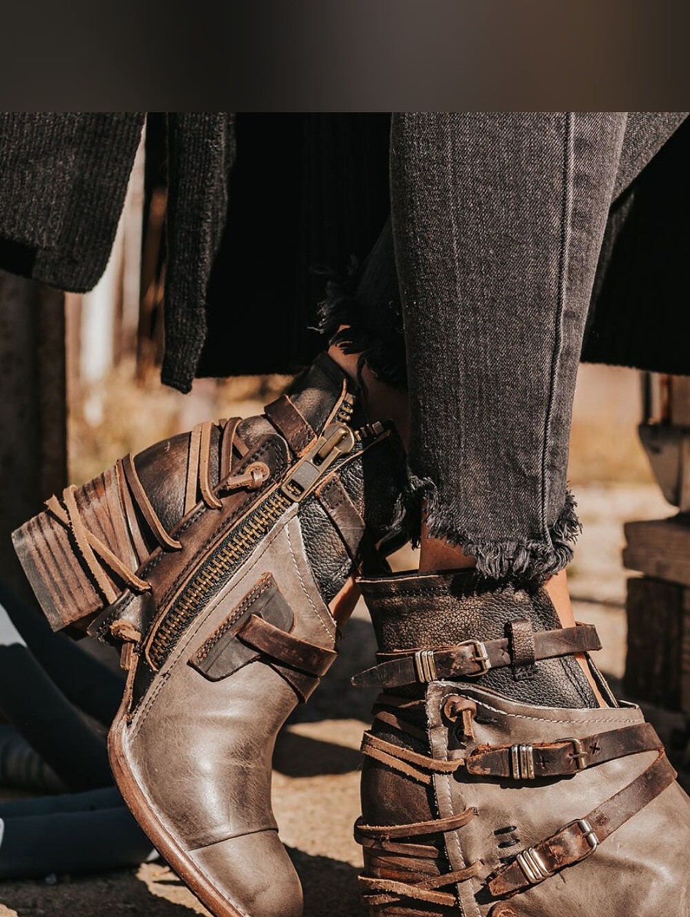 Freebird Crue Ankle Boots Booties Buckle Nomad  7